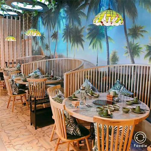 四季椰林餐厅大理石火锅桌