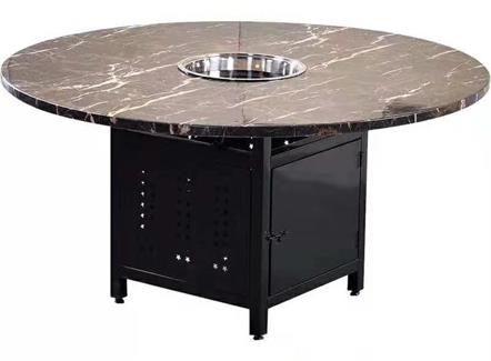 铁桶底座大理石台面圆形电磁炉火锅桌 铁桶底座大理石台面圆形电磁炉火锅桌