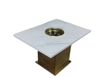 时尚创意不锈钢高档大理石火锅桌