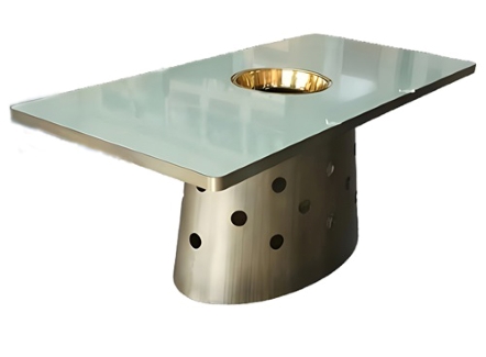 老北京火锅不锈钢大理石6人位长条火锅桌 老北京火锅不锈钢大理石6人位长条火锅桌