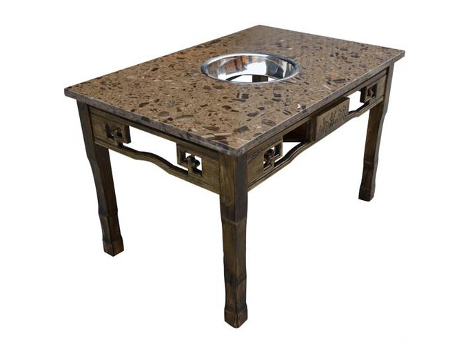 小龙坎大龙焱复古雕花大理石电磁炉实木火锅桌 小龙坎大龙焱复古雕花大理石电磁炉实木火锅桌