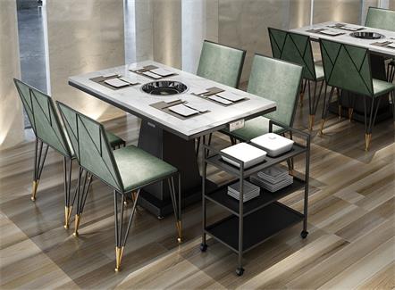 大理石电磁炉4人火锅餐桌方桌