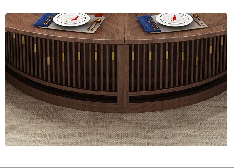 会所新中式禅意实木自动转盘餐桌