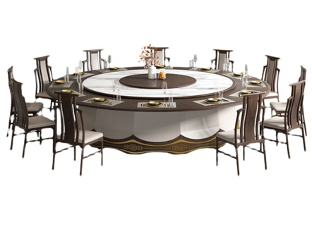 会所包房新中式实木电动静音圆桌 会所包房新中式实木电动静音圆桌