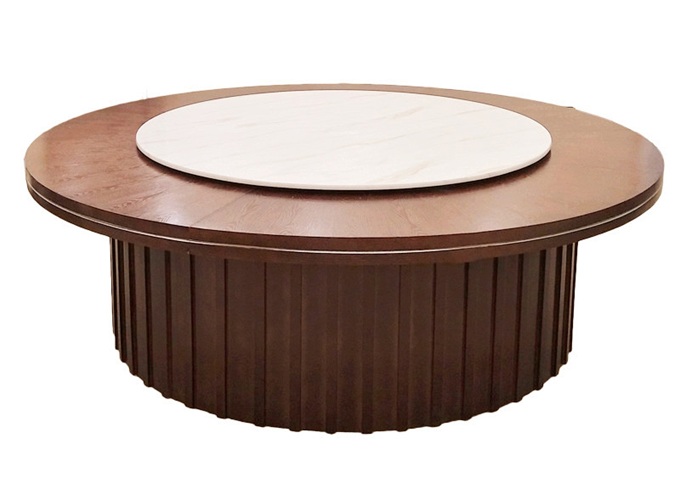 酒店包间大型中式实木电动转盘餐桌