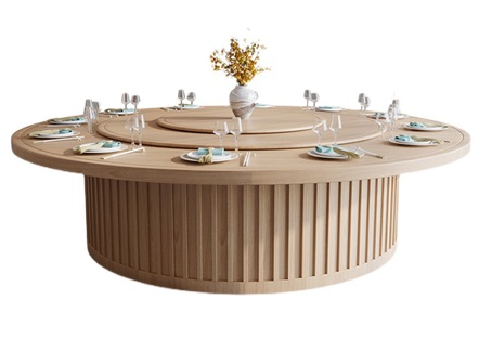 酒店新中式时尚实木板多功能旋转餐桌