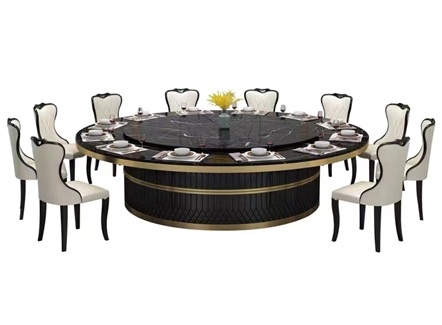 酒店包房现代高档大理石电动餐桌 酒店包房现代高档大理石电动餐桌