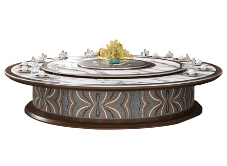 宴会厅新中式经典2.6米旋转电动餐桌 宴会厅新中式经典2.6米旋转电动餐桌