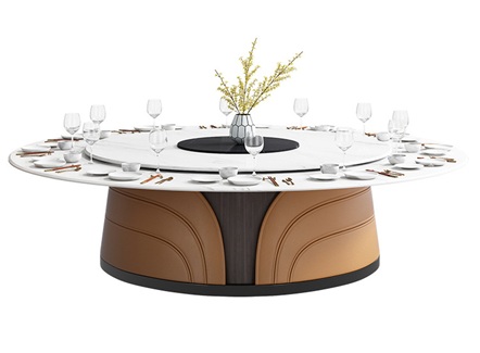 酒店现代时尚大理石电动转盘餐桌 酒店现代时尚大理石电动转盘餐桌