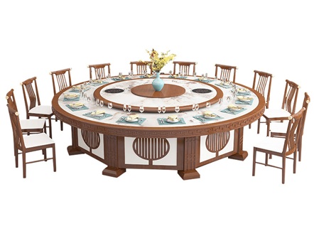 宴会厅新中式大理石火锅桌豪华电动旋转餐桌 宴会厅新中式大理石火锅桌豪华电动旋转餐桌