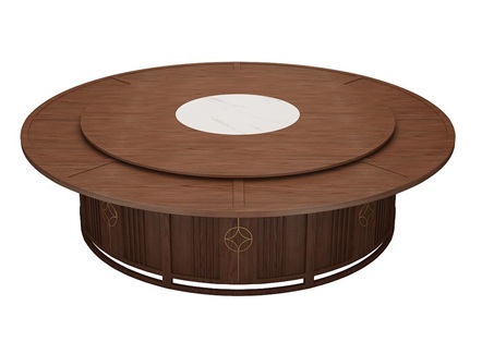 饭店新古典中式实木大型电动餐桌 饭店新古典中式实木大型电动餐桌