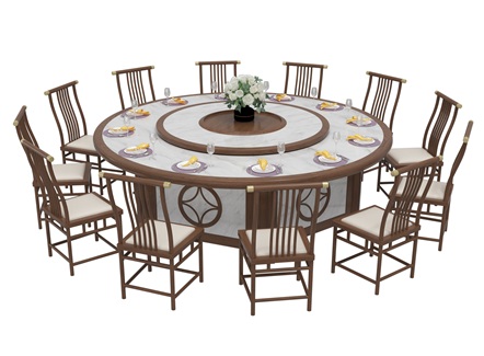 会所包间新中式大理石电动转心餐桌 会所包间新中式大理石电动转心餐桌