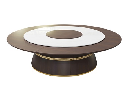 会所包房高档实木电动旋转转台餐桌 会所包房高档实木电动旋转转台餐桌