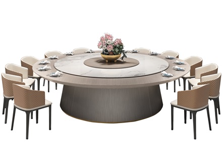 酒店会所新中式18人实木电动餐桌大圆桌 酒店会所新中式18人实木电动餐桌大圆桌