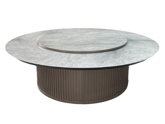 酒店会所包房大理石电动餐桌大圆桌