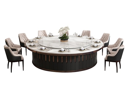 酒店包房豪华大理石3.2米电动餐桌 酒店包房豪华大理石3.2米电动餐桌