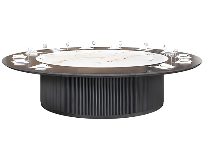 酒店豪华会所新中式电磁炉火锅电动圆桌