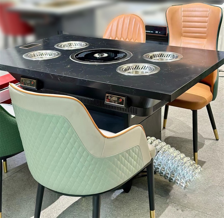 韩式烤肉店下排烟火锅烤肉一体桌