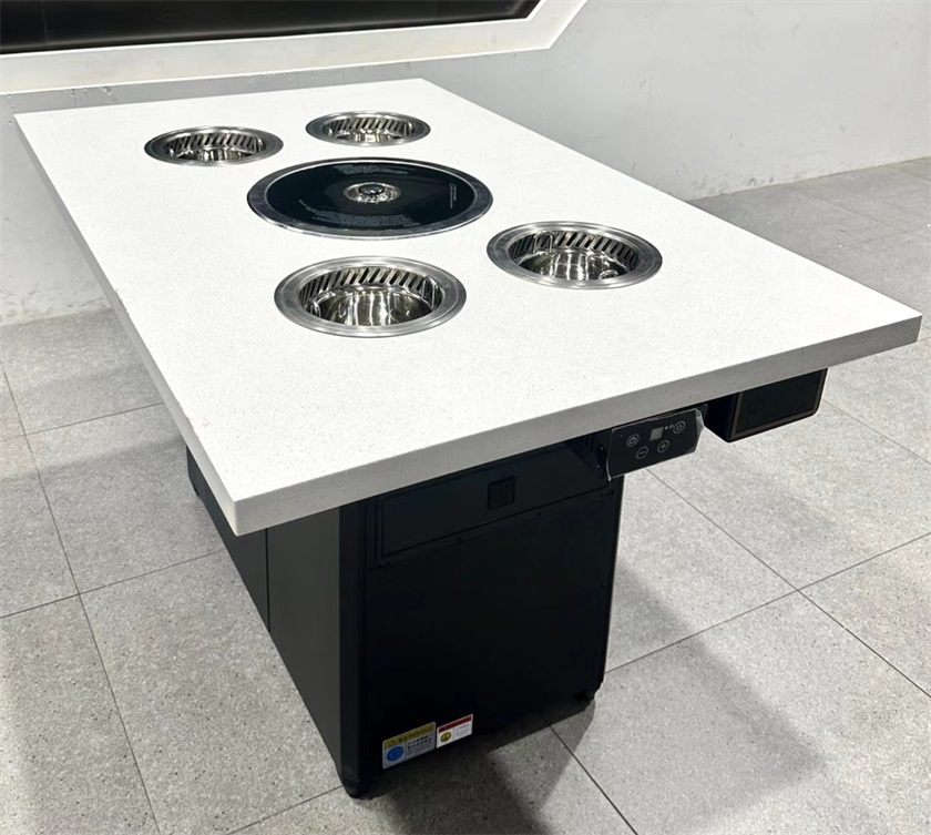 大理石一人一锅无烟小火锅带烤肉功能火锅烤肉一体桌