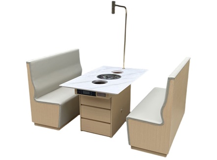 大理石台面纸上无烟烤肉桌_火锅烧烤一体桌