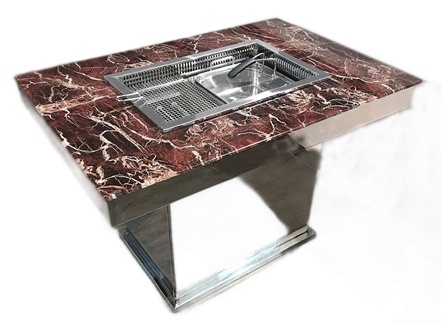 大理石无烟火锅烤涮一体桌_自助烧烤火锅一体桌