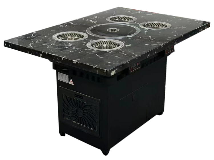 自助火锅烤肉餐厅大理石无烟烤涮一体桌