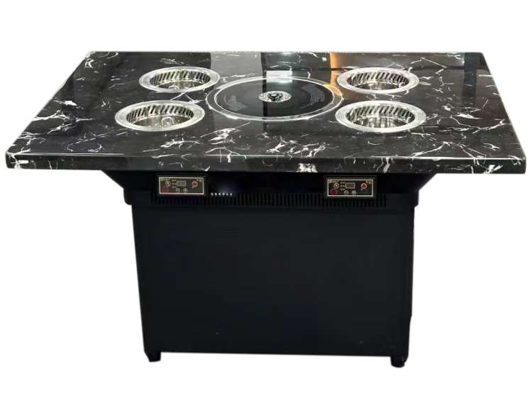 自助火锅烤肉餐厅大理石无烟烤涮一体桌