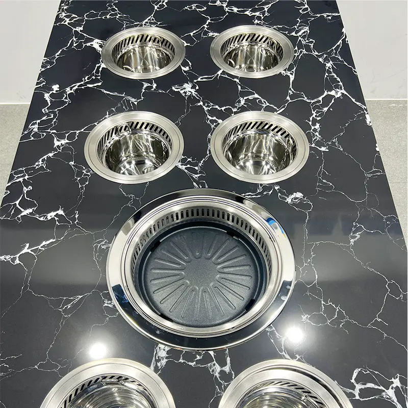 韩式自助烤肉桌|4-6人位|一人一锅无烟烤涮一体桌