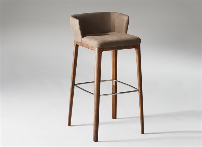 咖啡厅皮革实木高脚椅子