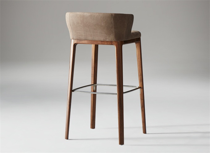 咖啡厅皮革实木高脚椅子