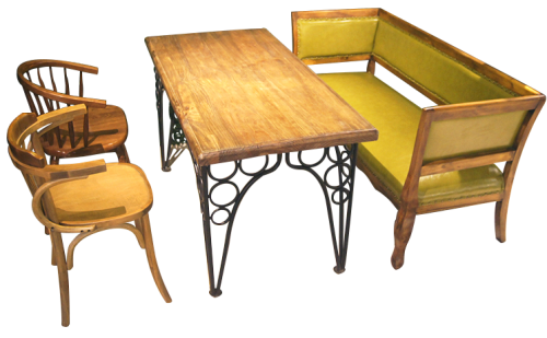 复古咖啡厅桌椅卡座组合