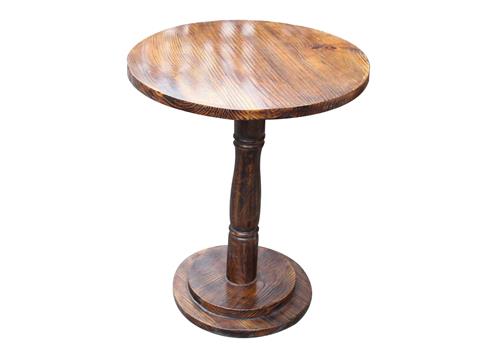 实木小圆桌罗马柱圆餐桌 复古做旧咖啡厅桌子