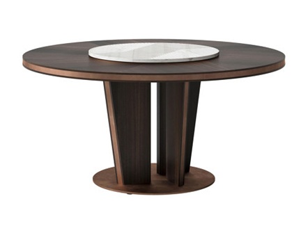咖啡屋北欧创意胡桃木转盘餐桌