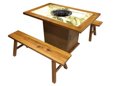 4人位实木镶嵌大理石下沉电磁炉火锅桌 4人位实木镶嵌大理石下沉电磁炉火锅桌