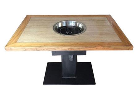 中式简约实木下沉式电磁炉一体火锅桌 中式简约实木下沉式电磁炉一体火锅桌