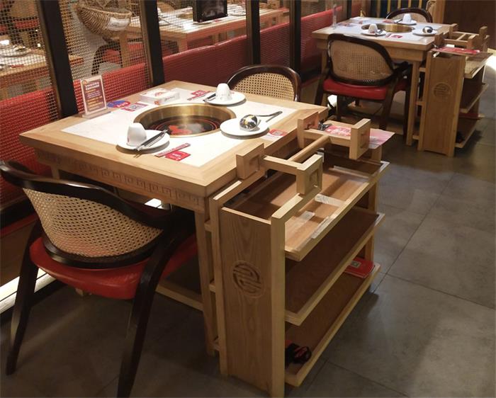 现代中式简约香天下实木火锅桌
