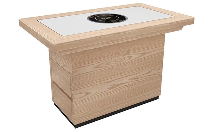 实木边框镶嵌大理石柜式火锅桌