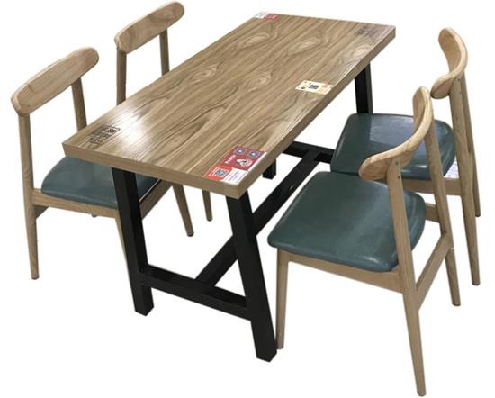 4人位餐厅食堂桌椅_工厂实木食堂桌椅_现代简约快餐店桌椅