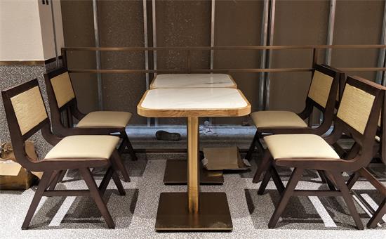 不锈钢大理石台面职工食堂餐桌椅