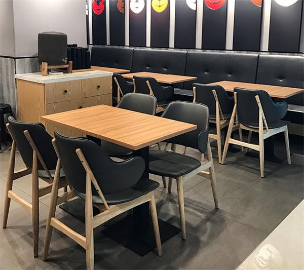 快餐厅快餐店食堂员工餐厅实木桌椅