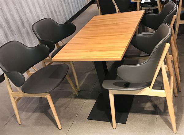 快餐厅快餐店食堂员工餐厅4人位实木桌椅