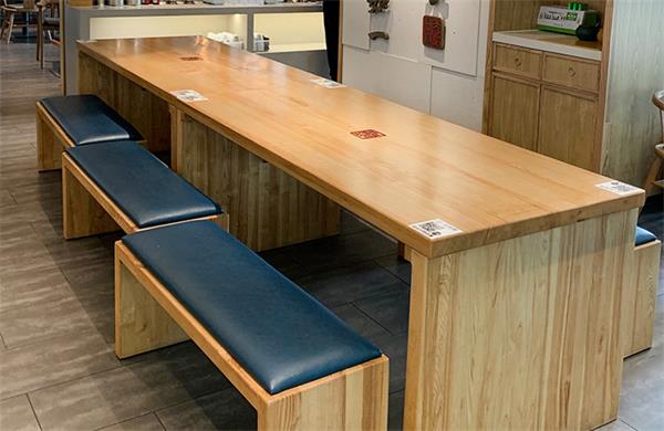 公司企业员工餐厅食堂实木长条桌椅板凳