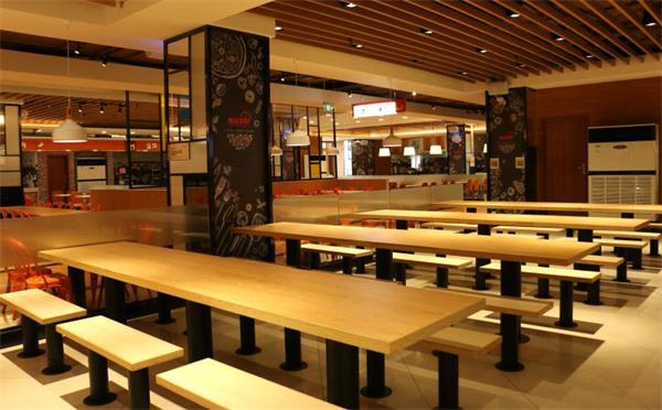 学校学生食堂实木餐桌椅_学校食堂餐桌餐椅
