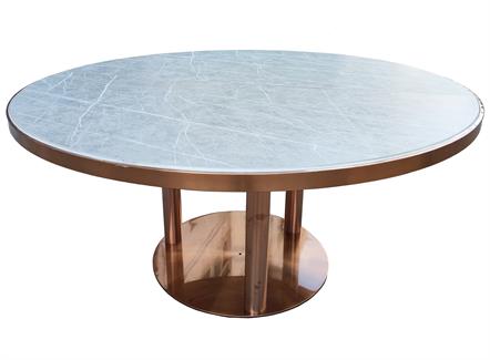 简易大理石桌面不锈钢桌脚食堂圆餐桌 简易大理石桌面不锈钢桌脚食堂圆餐桌