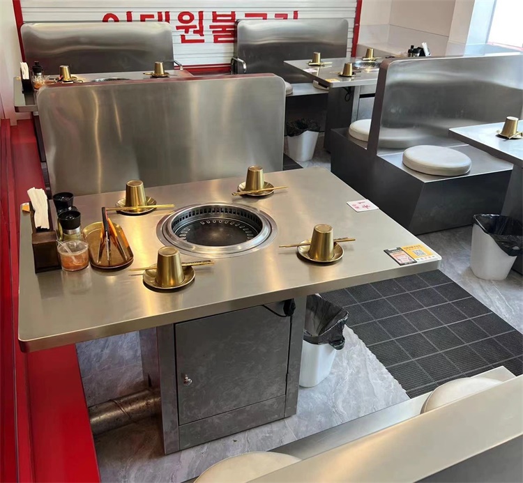 韩式烤肉店下排烟不锈钢无烟烤肉桌