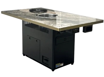 商用无烟烤肉桌|岩板台面|内置下排烟自净化系统 商用无烟烤肉桌|岩板台面|内置下排烟自净化系统