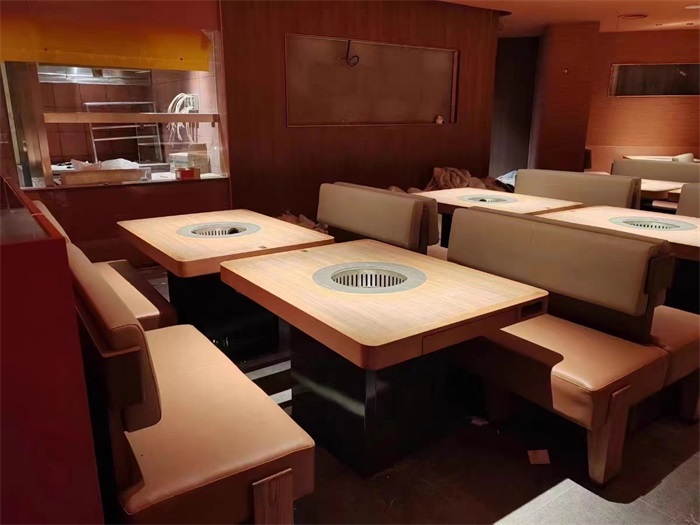 日式烤肉店实木无烟净化烤肉桌