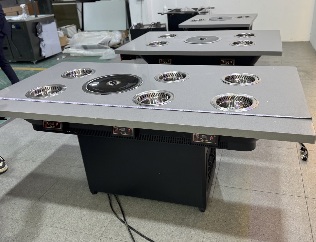 6人位火锅烧烤自助餐厅无烟净化烤涮一体餐桌