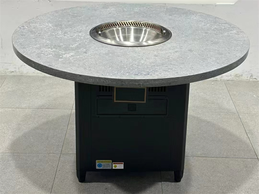 火锅店智能无烟净化大理石圆形火锅桌