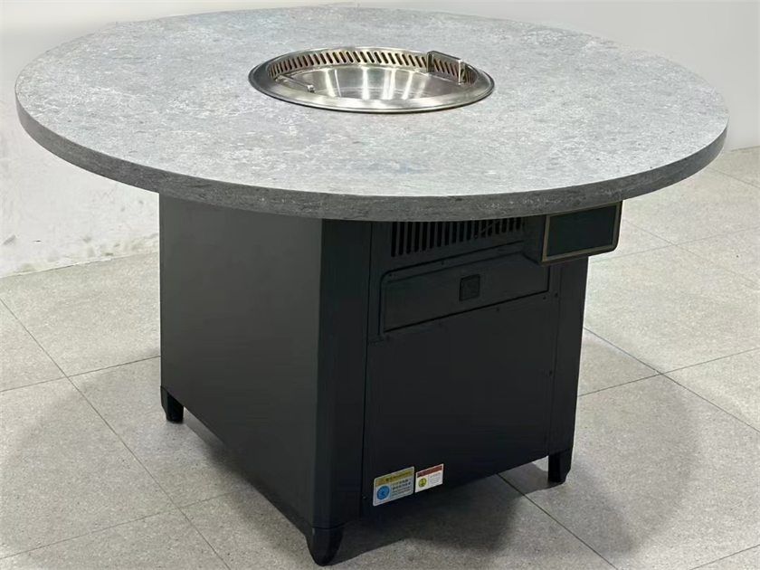 火锅店智能无烟净化大理石圆形火锅桌